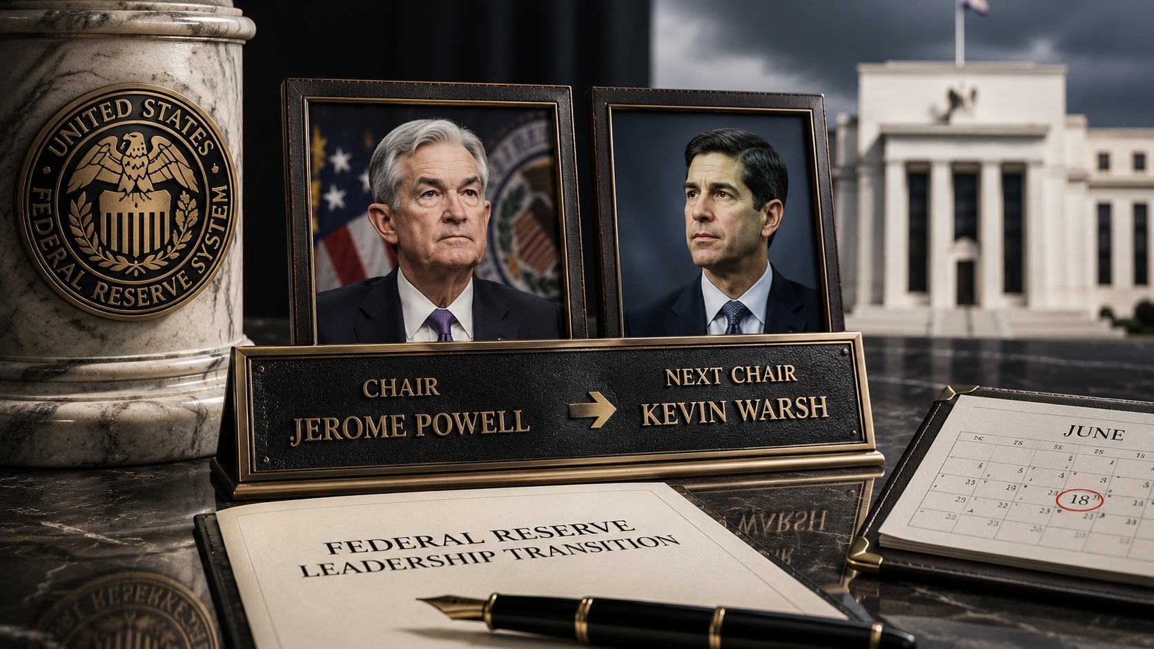 Powell to stay on Fed board; Warsh to become chair in June