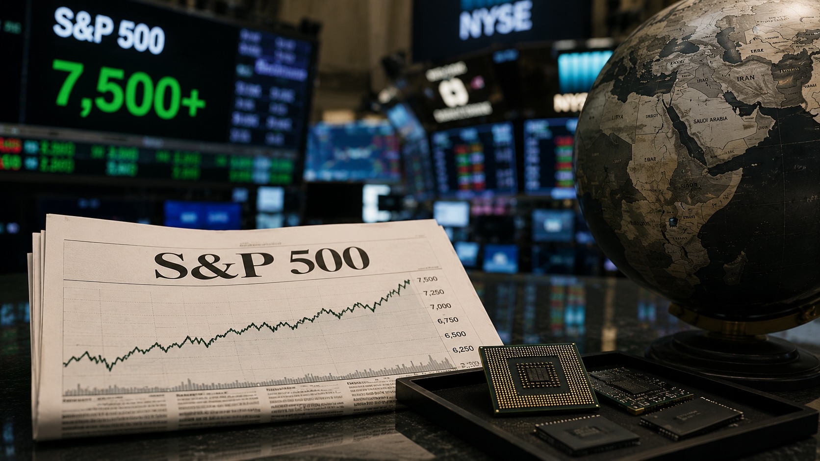 S&P 500 tops 7,500 on AI gains despite geopolitical risk