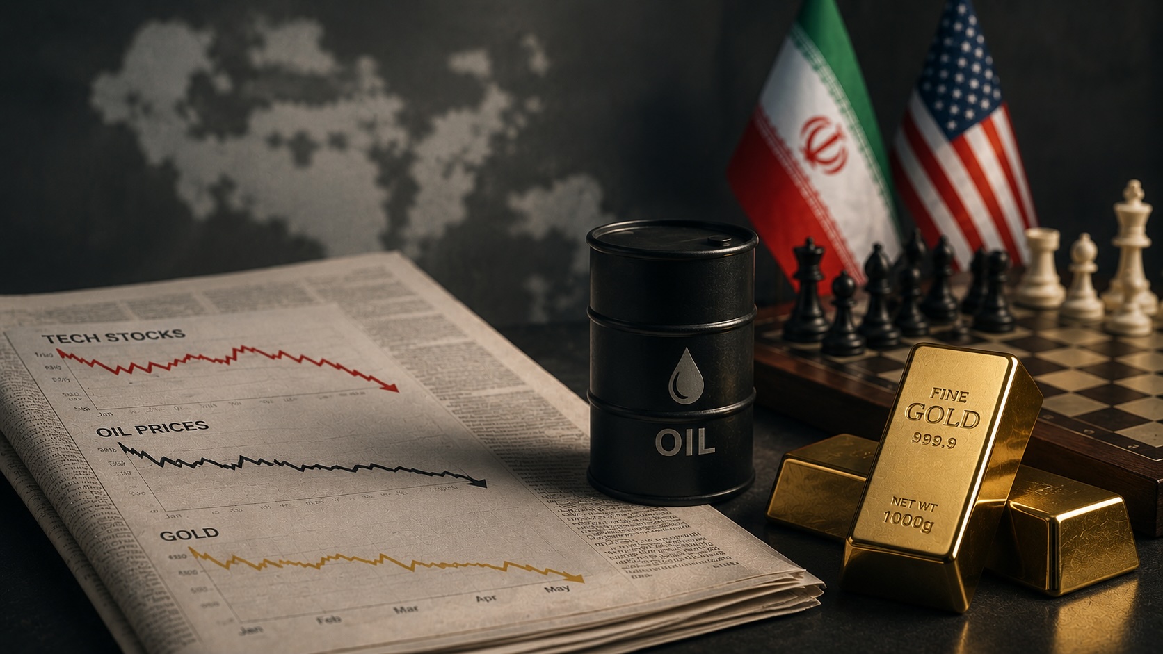 AI selloff deepens as Iran talks ease oil and gold